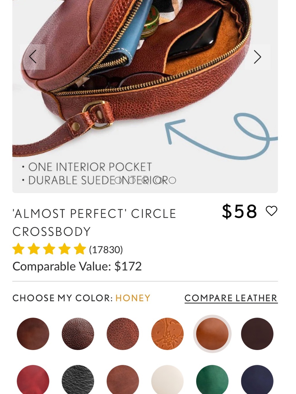 Portland Leather Goods Honey Circle Crossbody Bag - Picture 7 of 8
